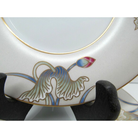 Fitz And Floyd Cloisonne Lotus 5 1/2" Saucers Set Of 4 Saucers Excellent Cond - Picture 6 of 11